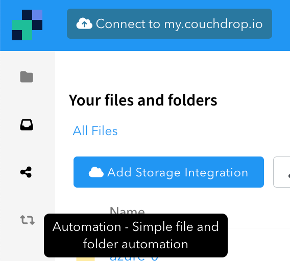 Automation tab in the Couchdrop dashboard