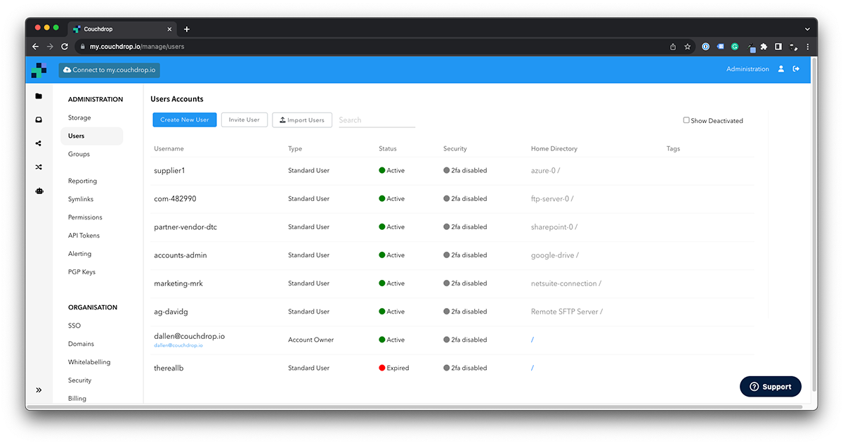 Adding Users in Couchdrop for SFTP