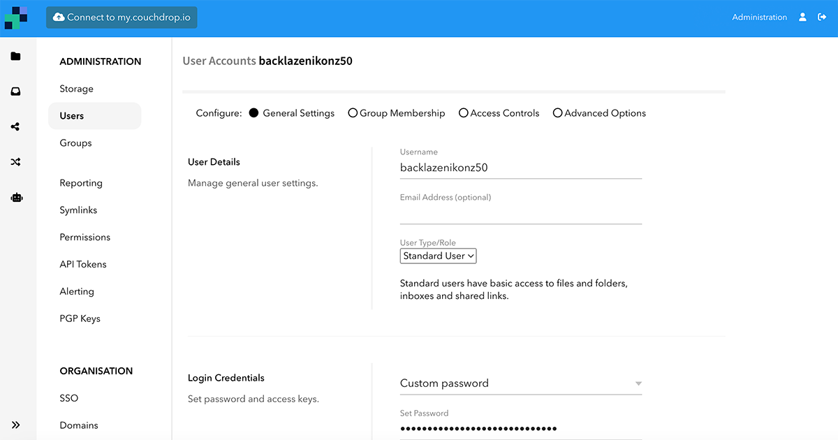 Creating a user for the camera to use for SFTP