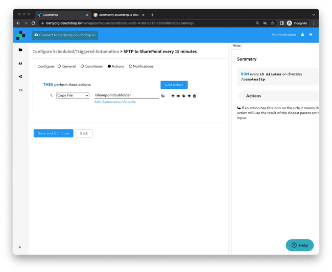 Copy File SFTP to SharePoint