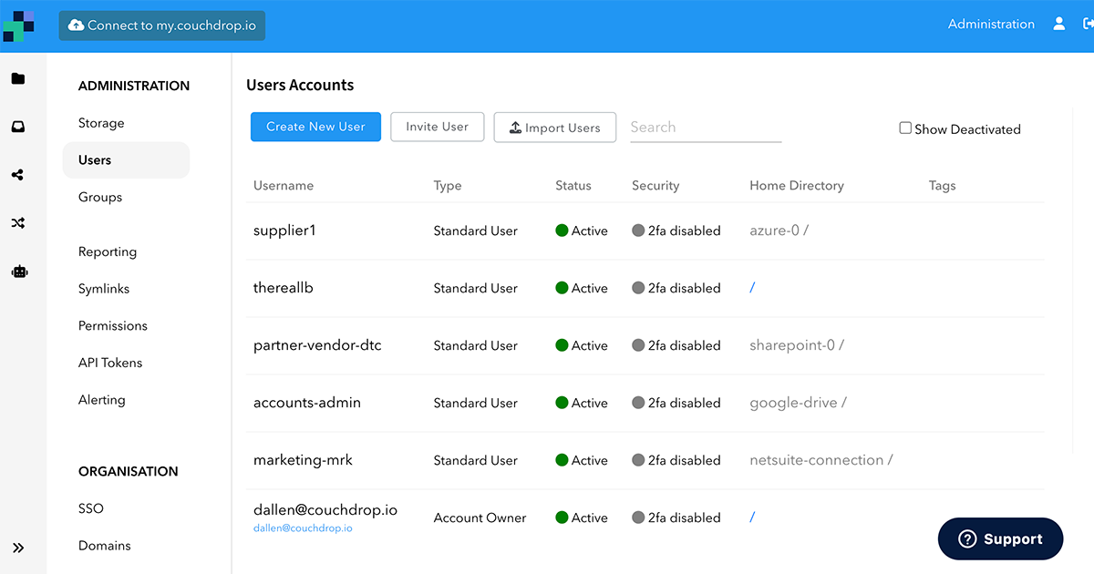 Couchdrop Adding Users with no Config file updates required