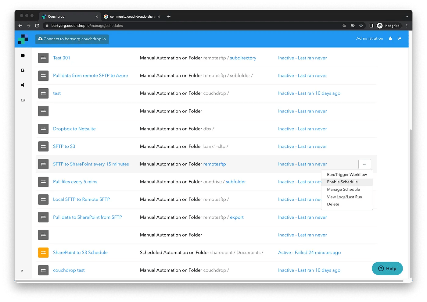 Couchdrop Enable Automation for File Transfers with SharePoint