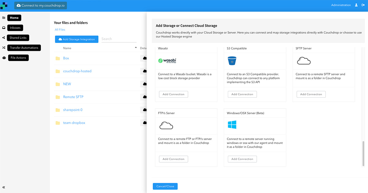 Couchdrop Storage Integrations - FTP/S Server