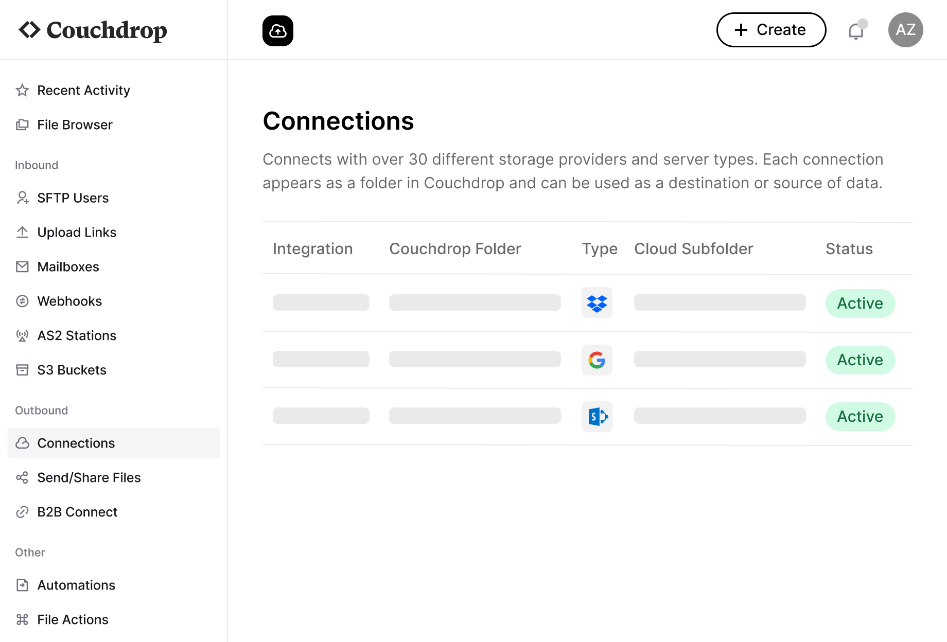 Dashboard Storage Connections 3