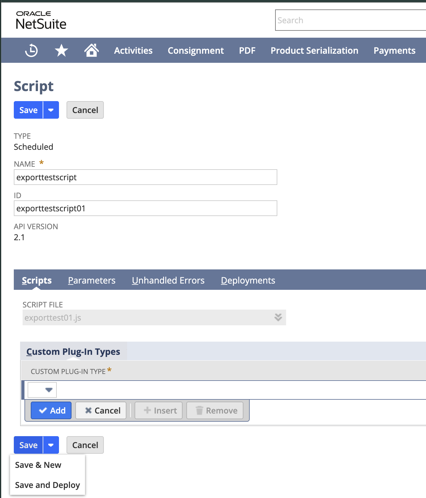 NetSuite Deploy Script