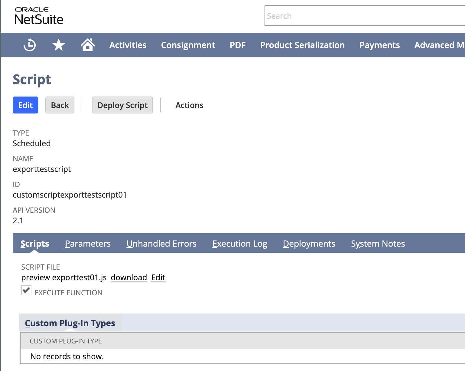 NetSuite Edit Script JS File