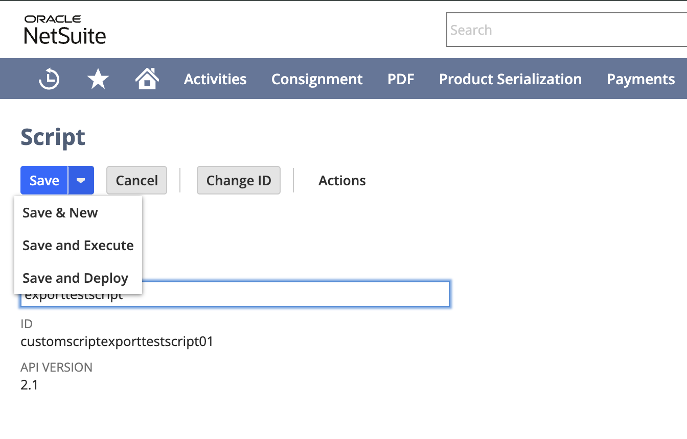 NetSuite Execute Script