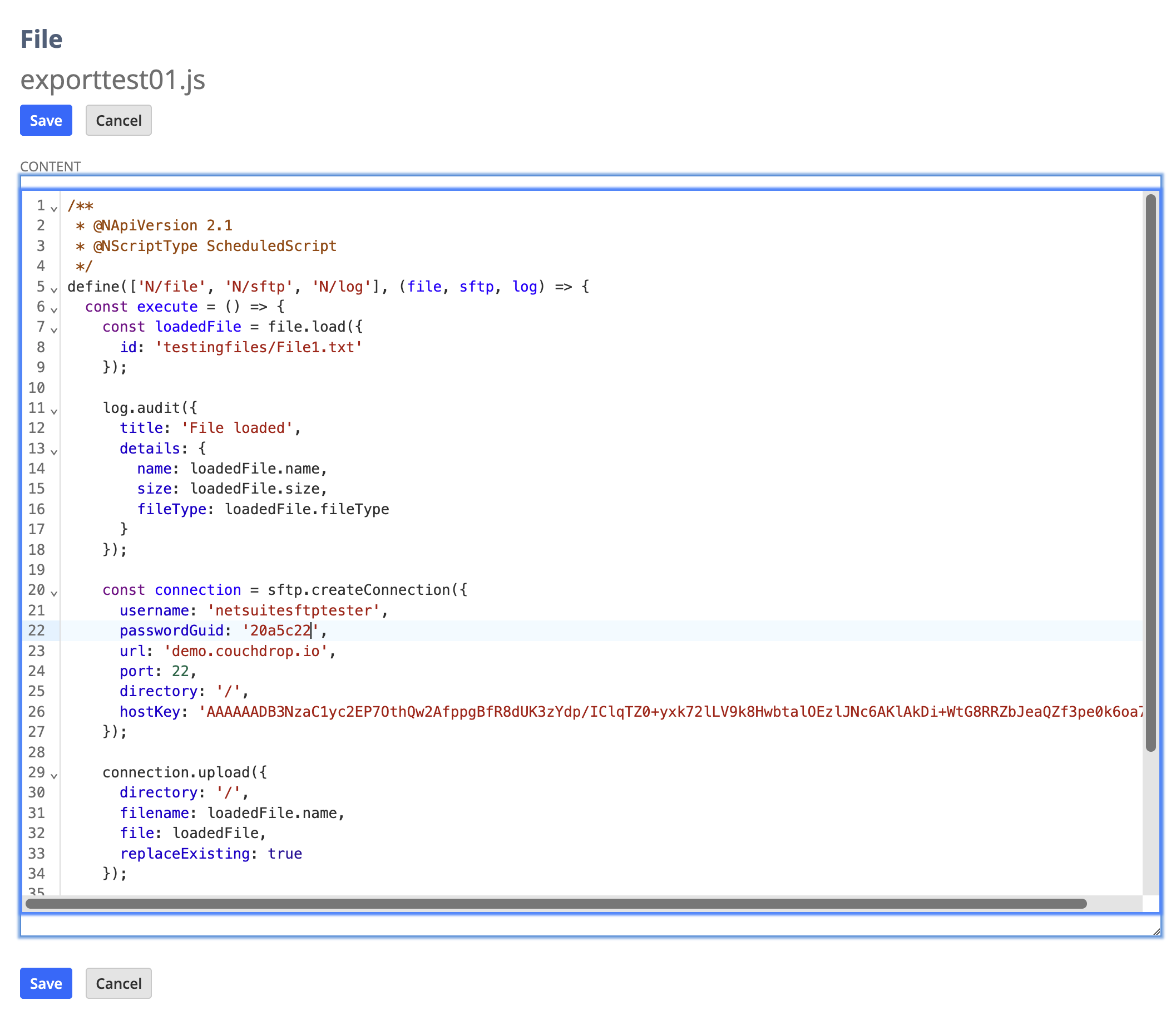 NetSuite JS Creds file edit