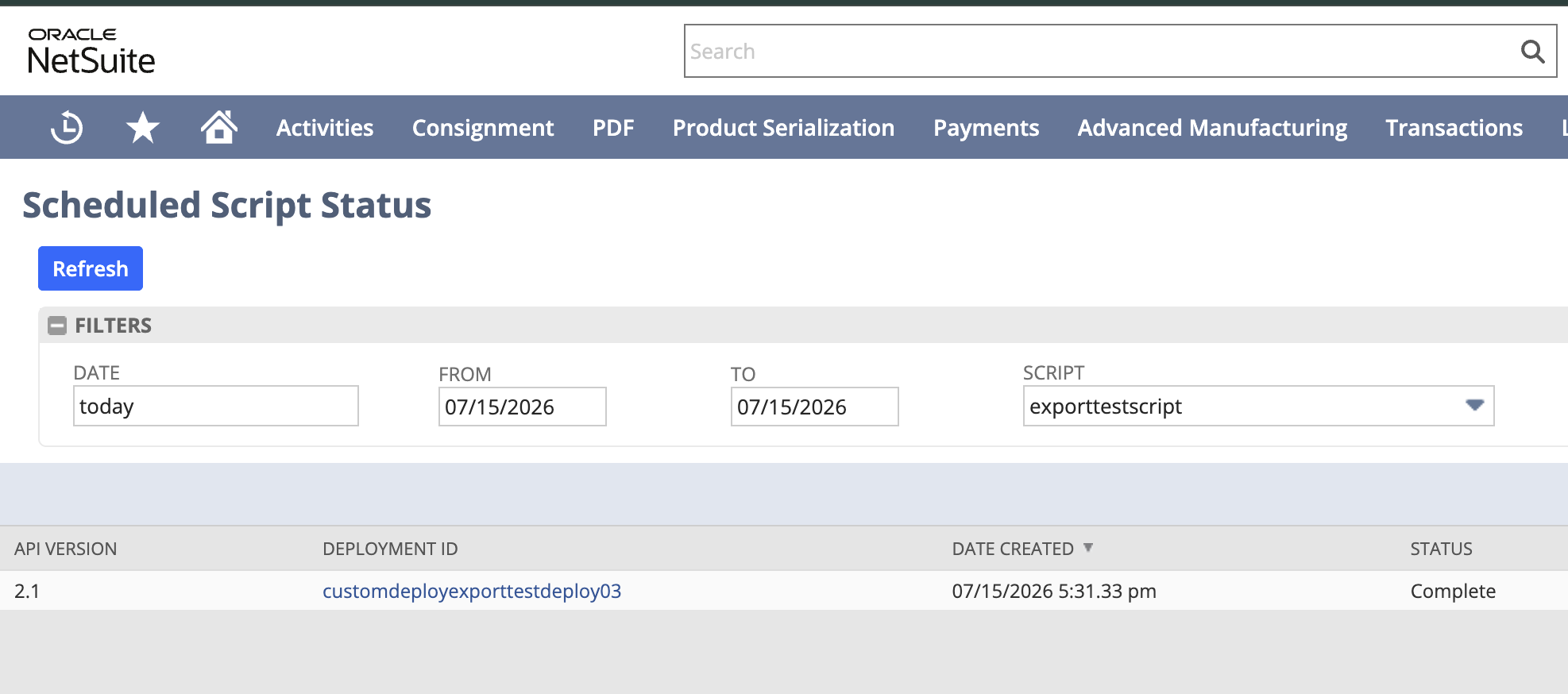 NetSuite SFTP Script Log