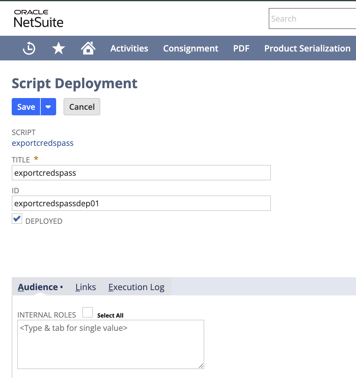 NetSuite Script Deployment Audience