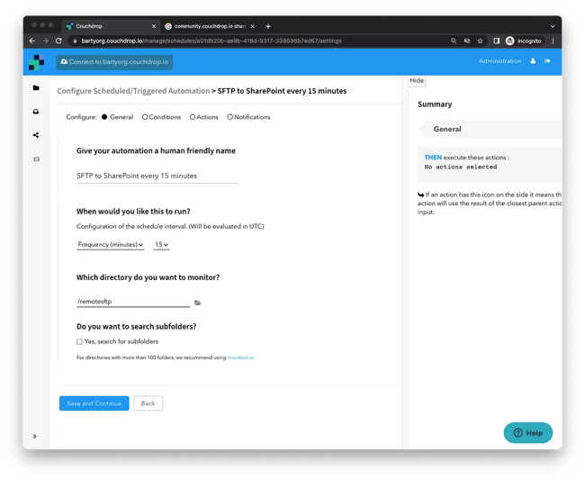 SFTP to SharePoint Every 15 Minutes