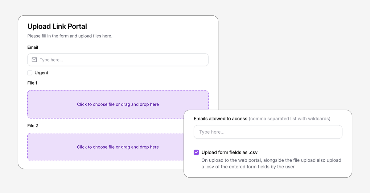 Upload Link improvements - Multiple files, security, and metadata collection