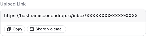 Screenshot of a Couchdrop upload link URL
