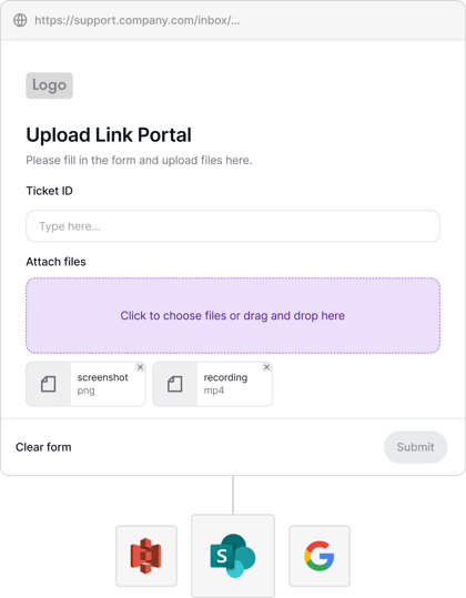 Upload portal to save files to SharePoint