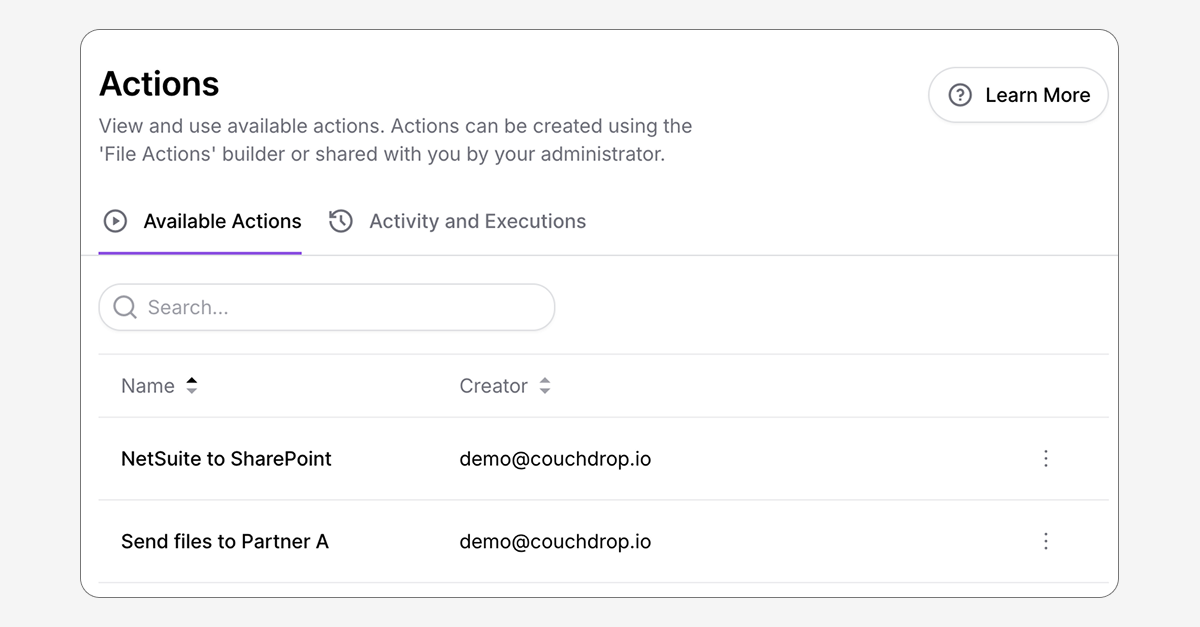 Shared Actions are now GA in Couchdrop