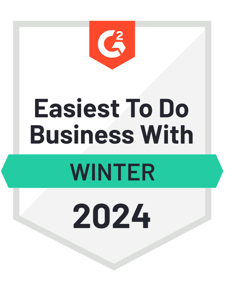 G2 Medal Easiest to do business with Winter 2023