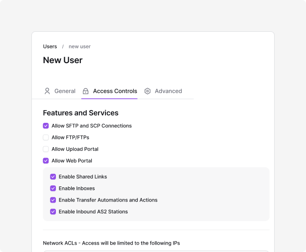 Configure users and access controls