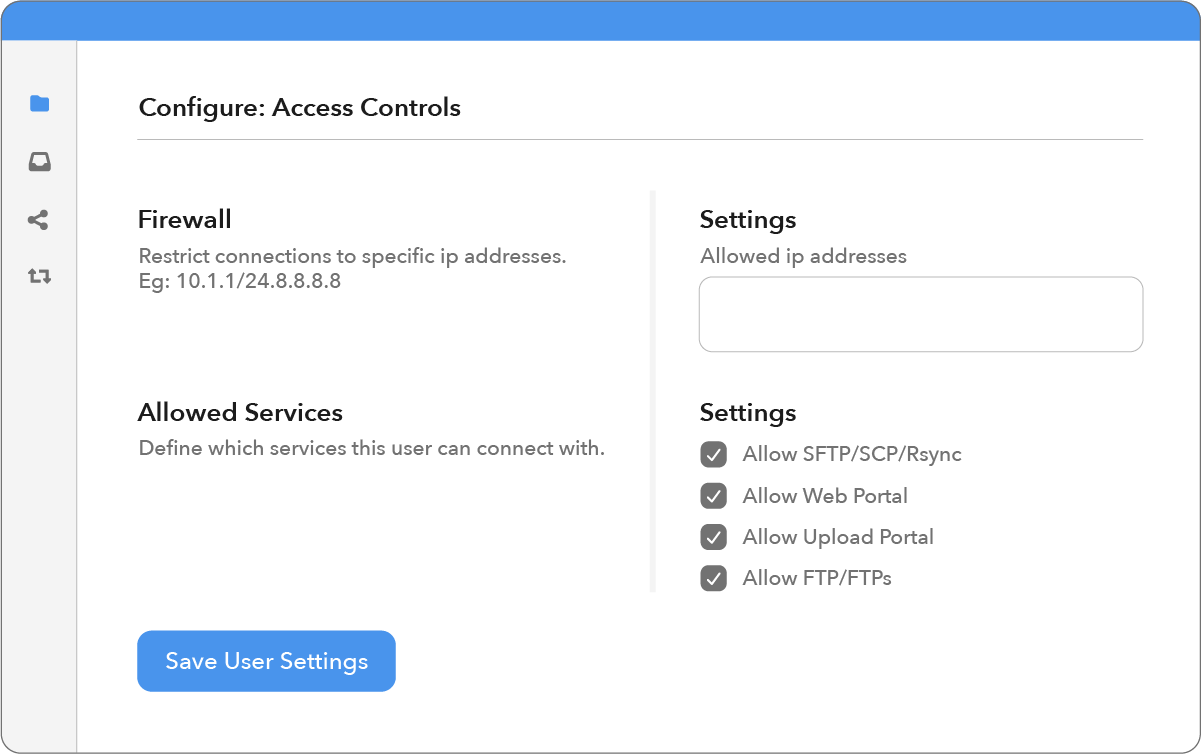Couchdrop SFTP dashboard configuring user access controls