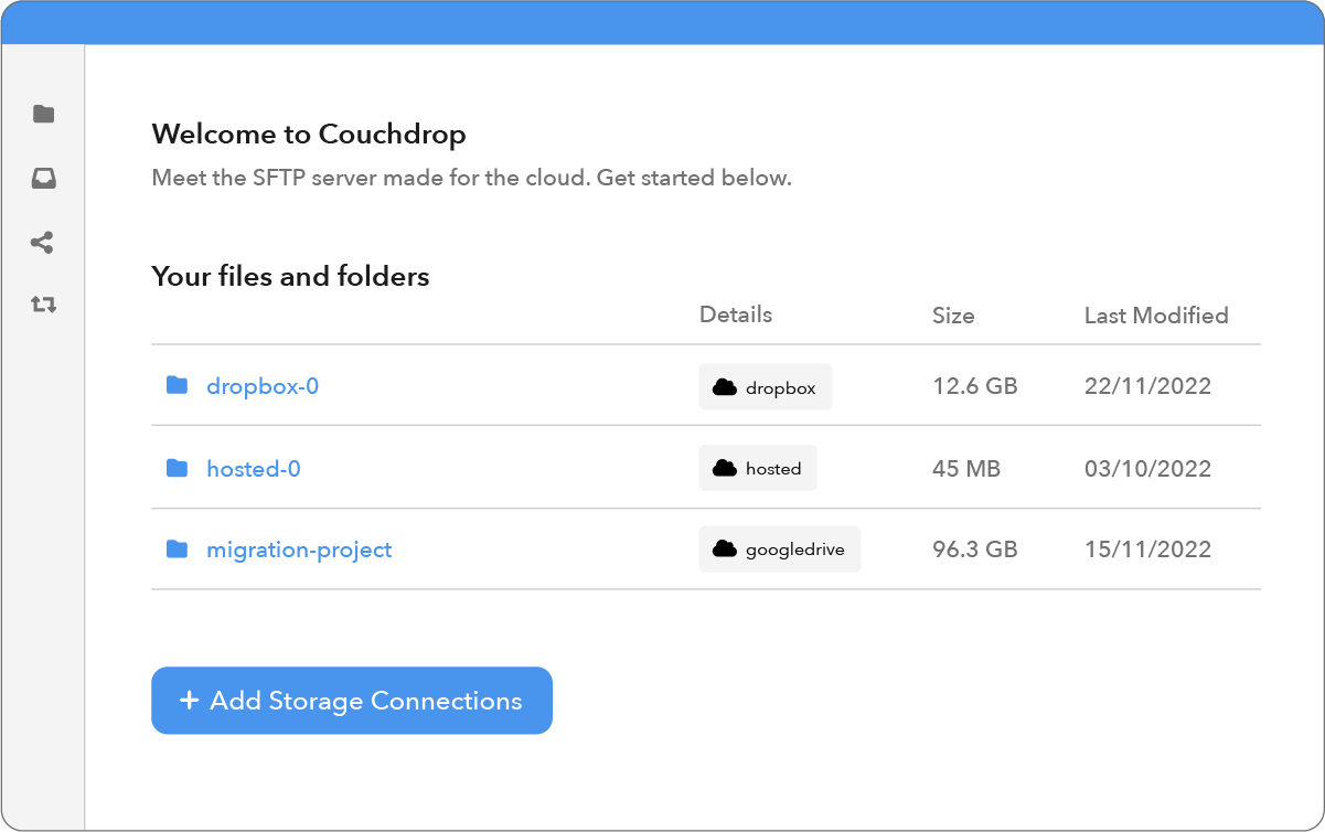 Couchdrop SFTP dashboard